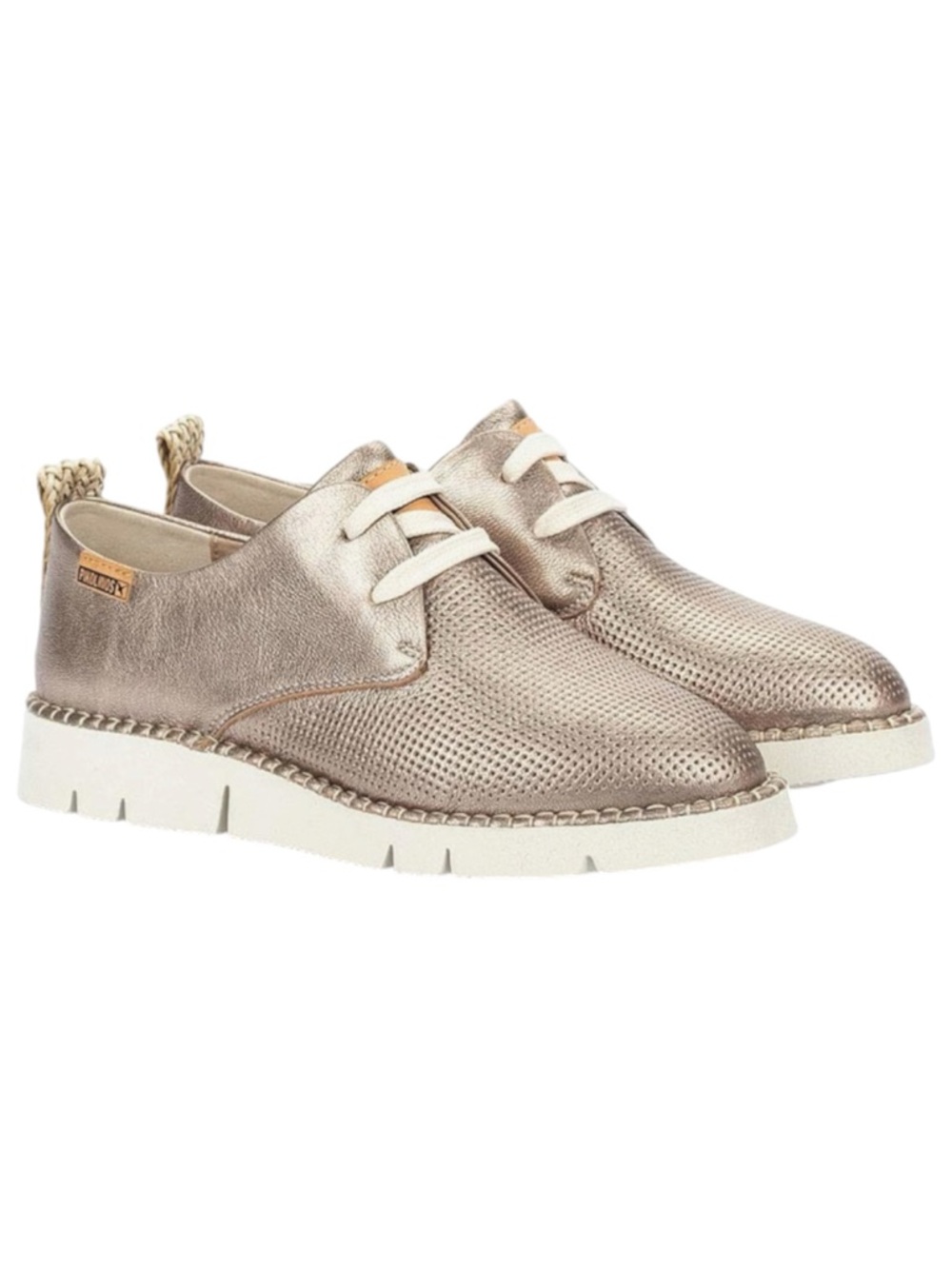 Pikolinos Vera Metallic Taupe Leather Lace Up Oxfords Sneakers Size 41